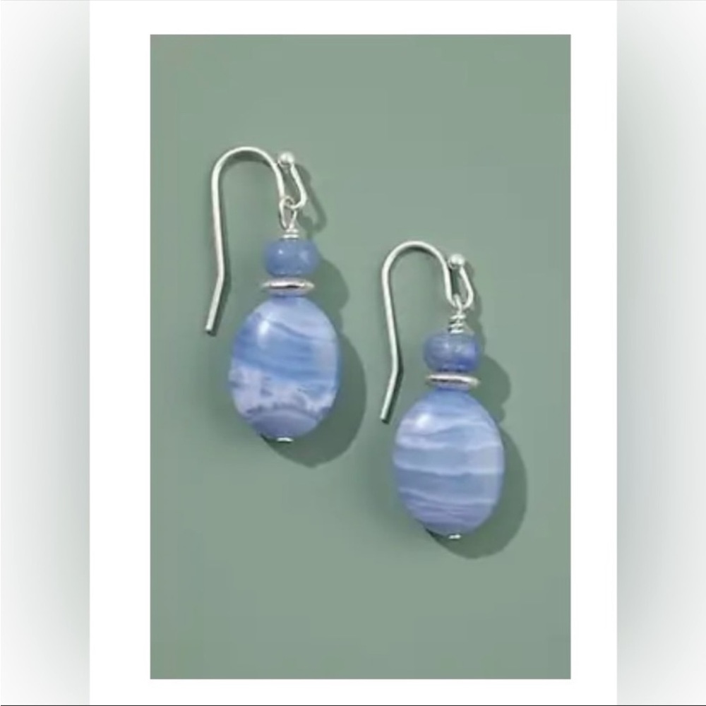 J.Jill blue lace agate drop earring size 1.5”